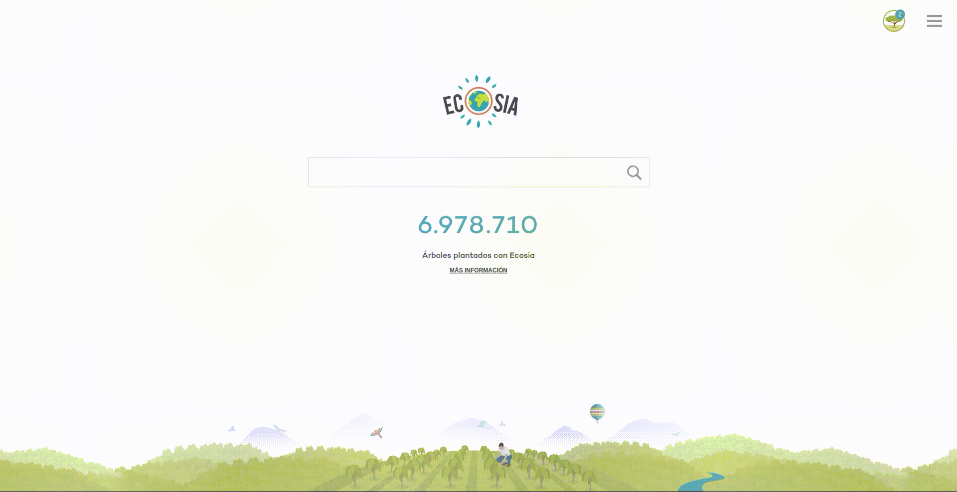 El funcionament d'Ecosia és molt senzill. Només heu de cercar mitjançant el seu cercador. 